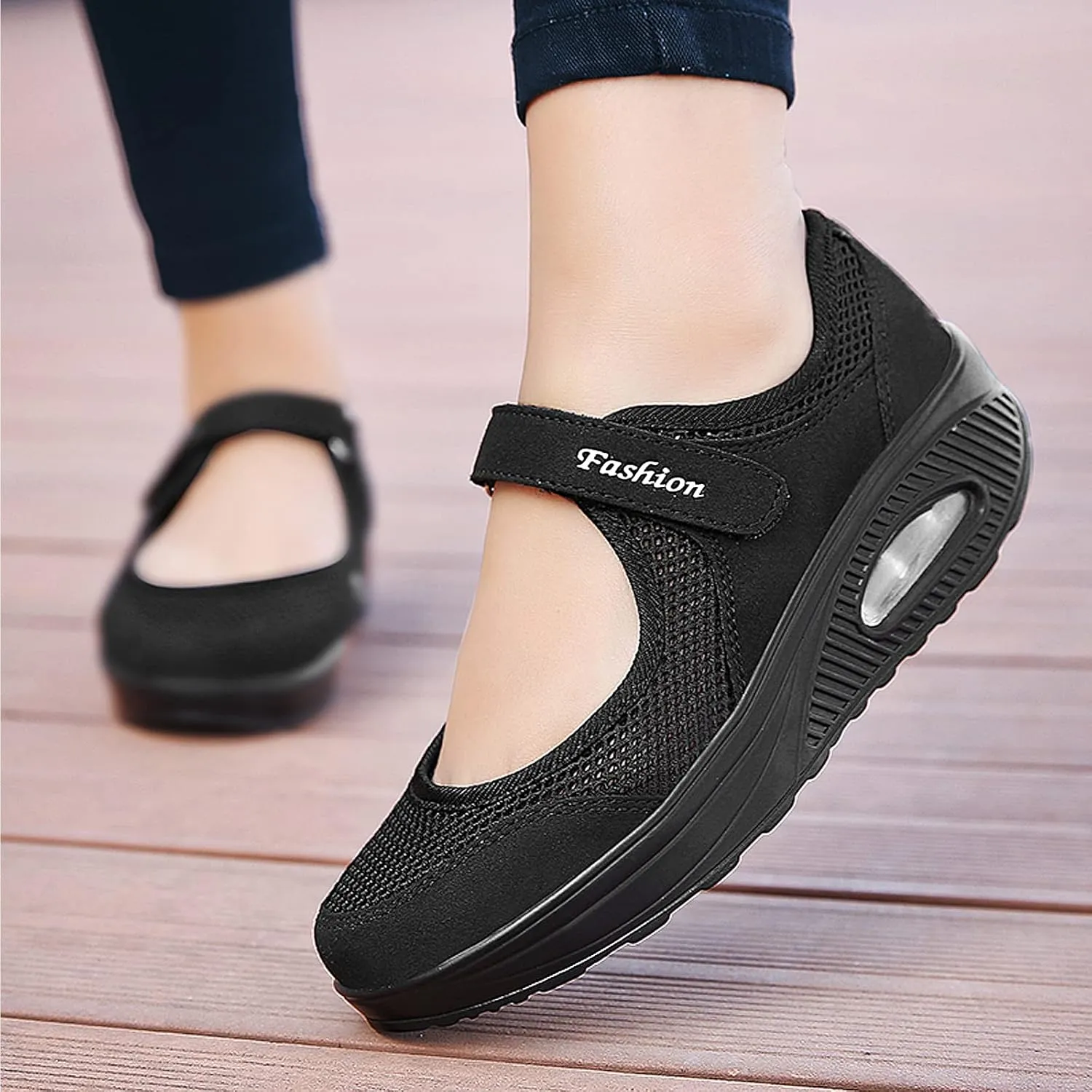 ihinzry Women's Mesh Air Cushion Nurse Shoes Comfortable Casual Wedges Walking Shoes Non-Slip Fashion Breathable Sneakers