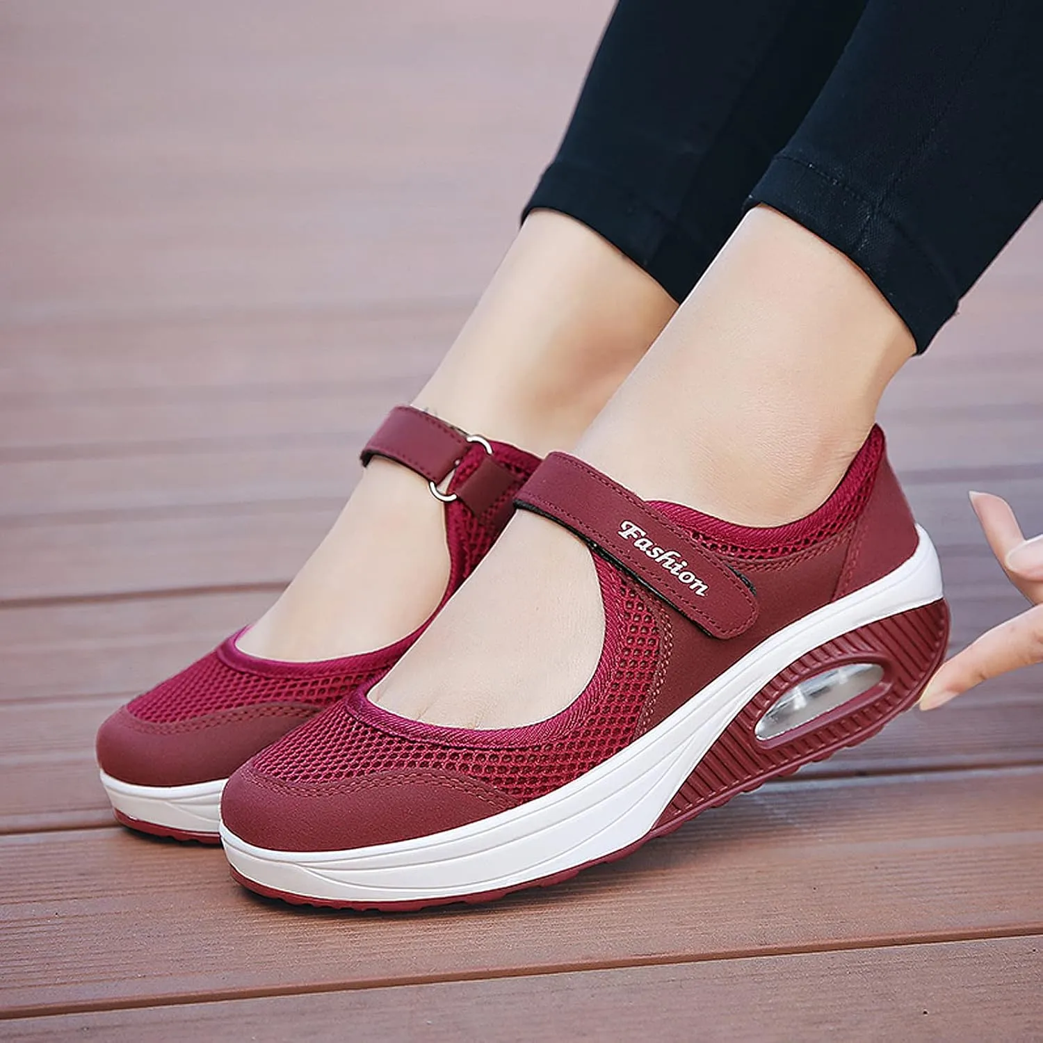 ihinzry Women's Mesh Air Cushion Nurse Shoes Comfortable Casual Wedges Walking Shoes Non-Slip Fashion Breathable Sneakers