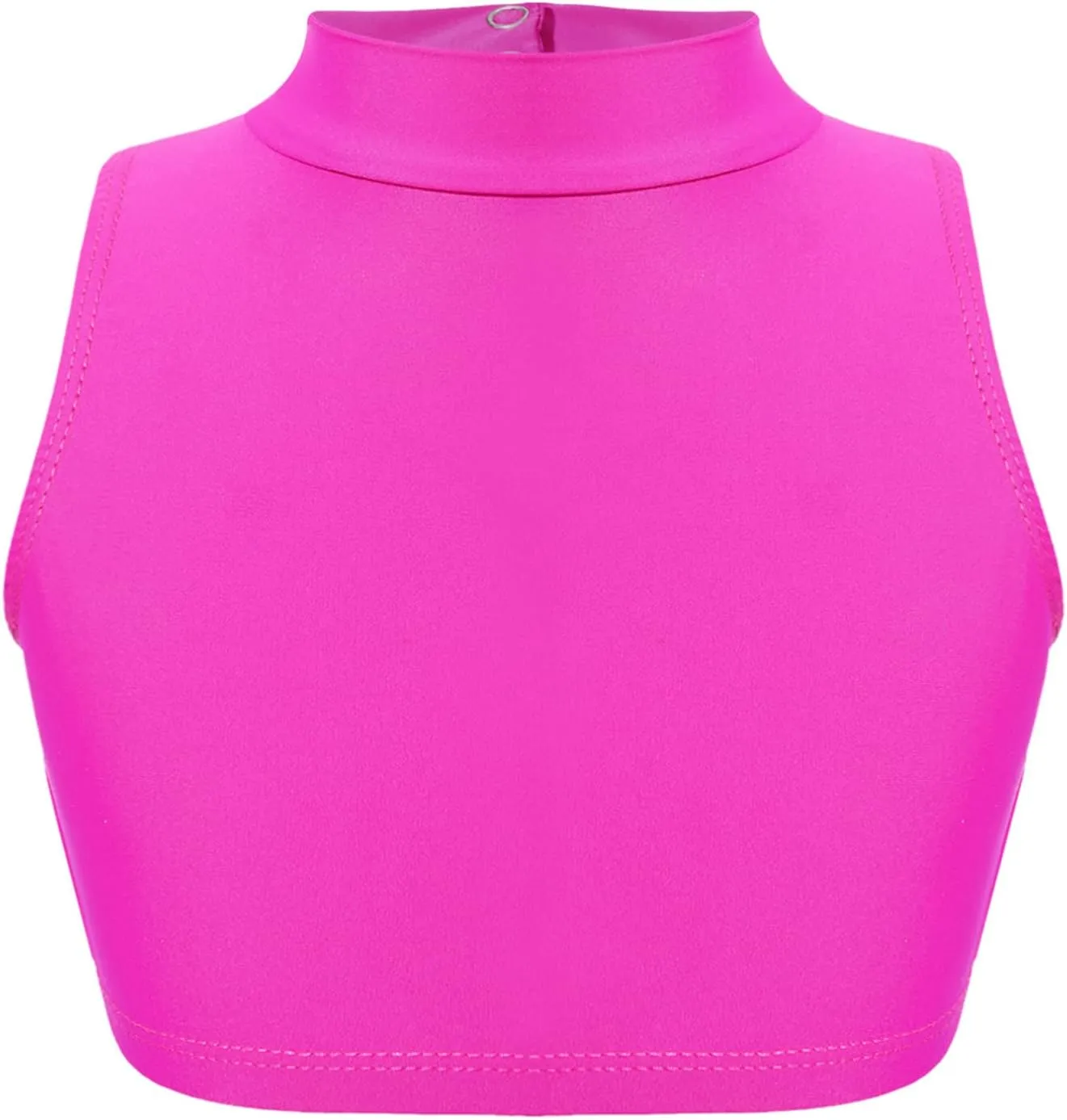 iiniim Big Girls Sleeveless Mock Turtleneck Crop Top Workout Sports Yoga Bra Athletic Gymnastics Dance Tops