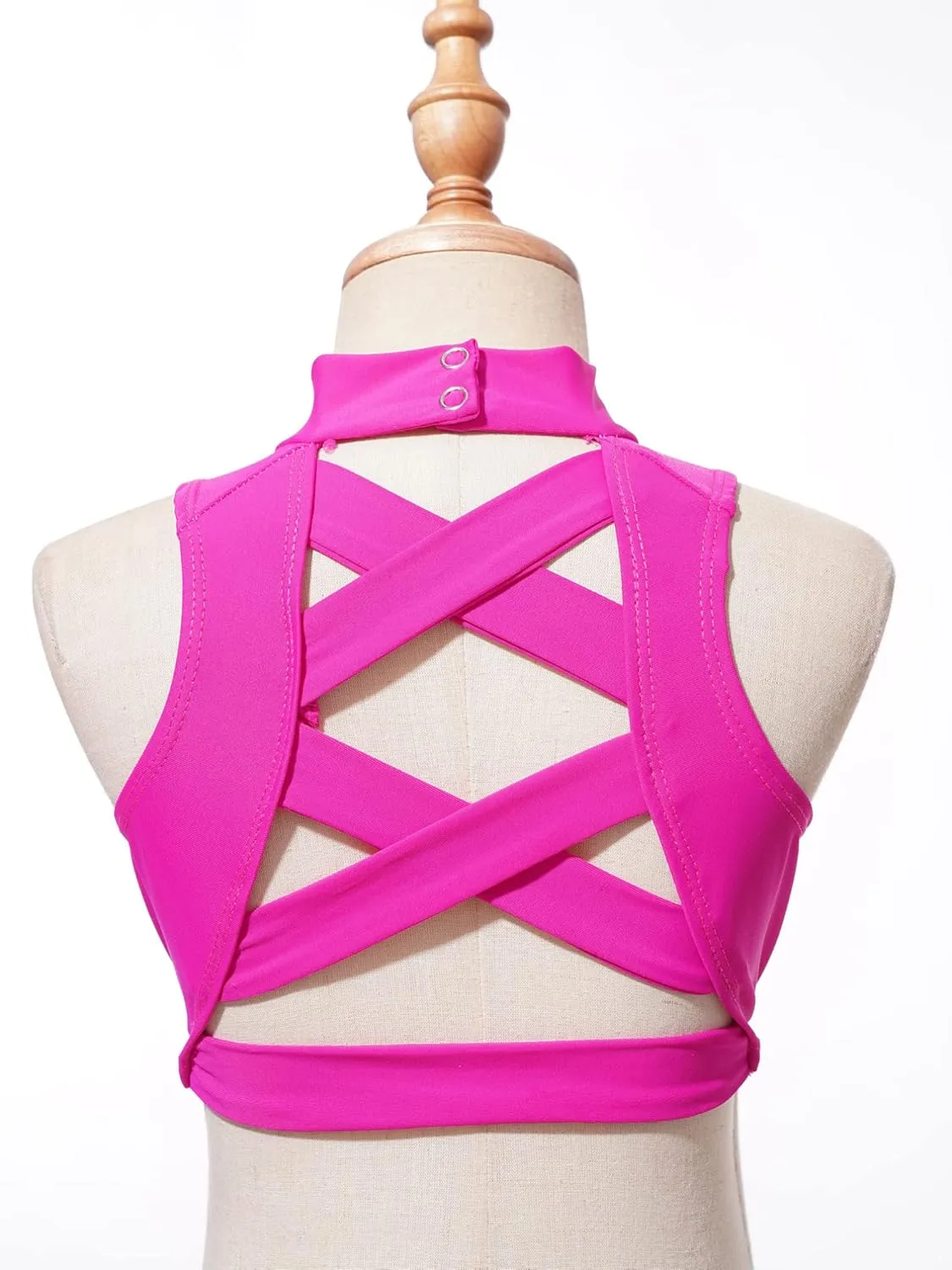 iiniim Big Girls Sleeveless Mock Turtleneck Crop Top Workout Sports Yoga Bra Athletic Gymnastics Dance Tops