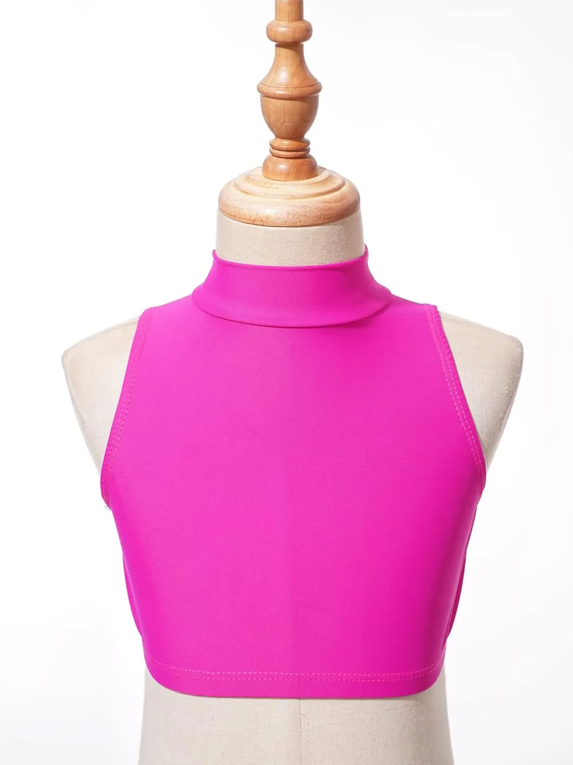 iiniim Big Girls Sleeveless Mock Turtleneck Crop Top Workout Sports Yoga Bra Athletic Gymnastics Dance Tops