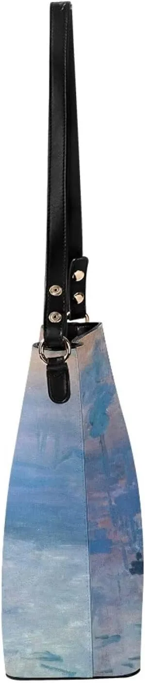 Impression Artwork Buckets Satchel Bags for Women, Painting PU Leather Crossbody Hobo Purses Tote Work Top Handle