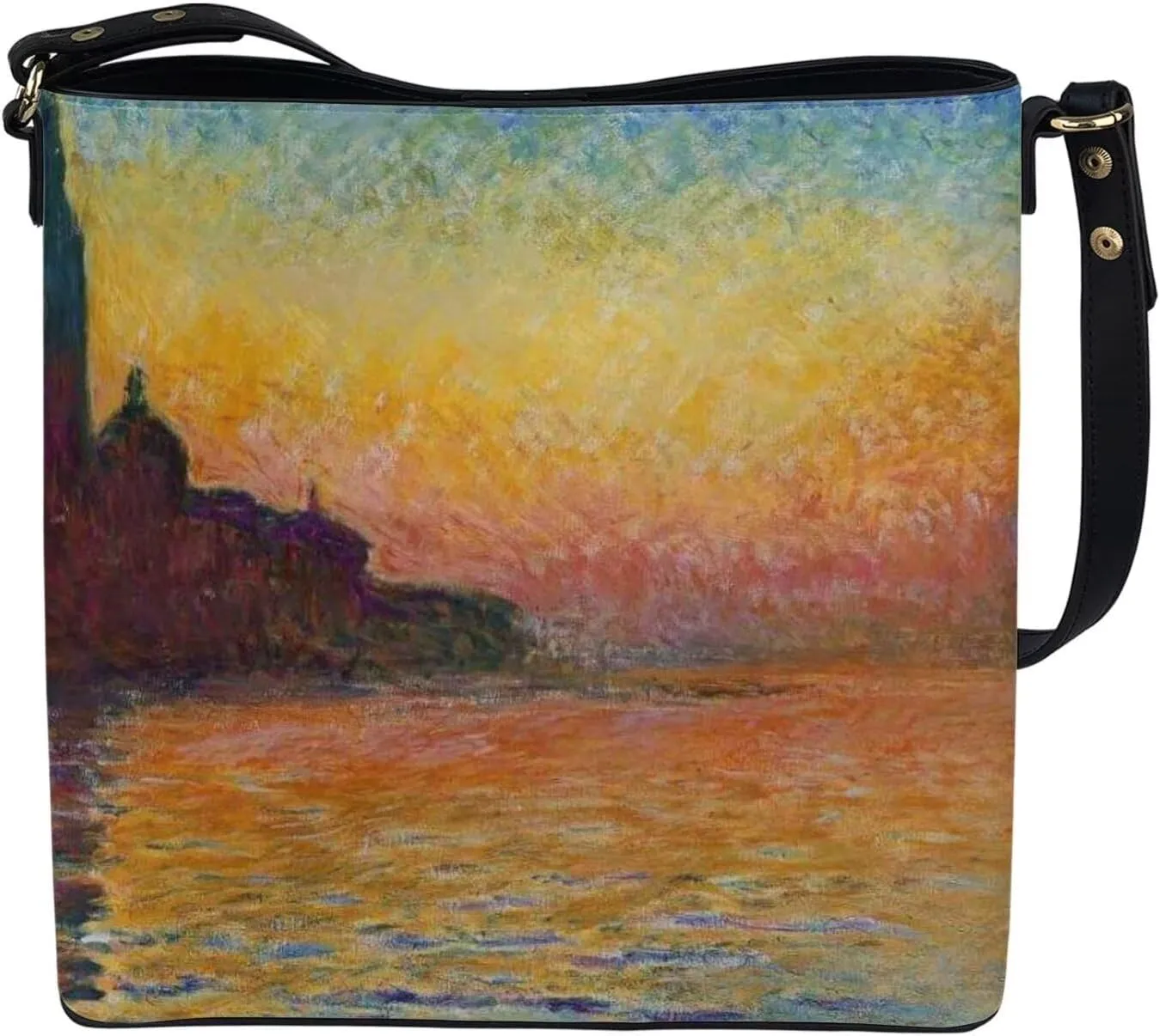 Impression Artwork Buckets Satchel Bags for Women, Painting PU Leather Crossbody Hobo Purses Tote Work Top Handle