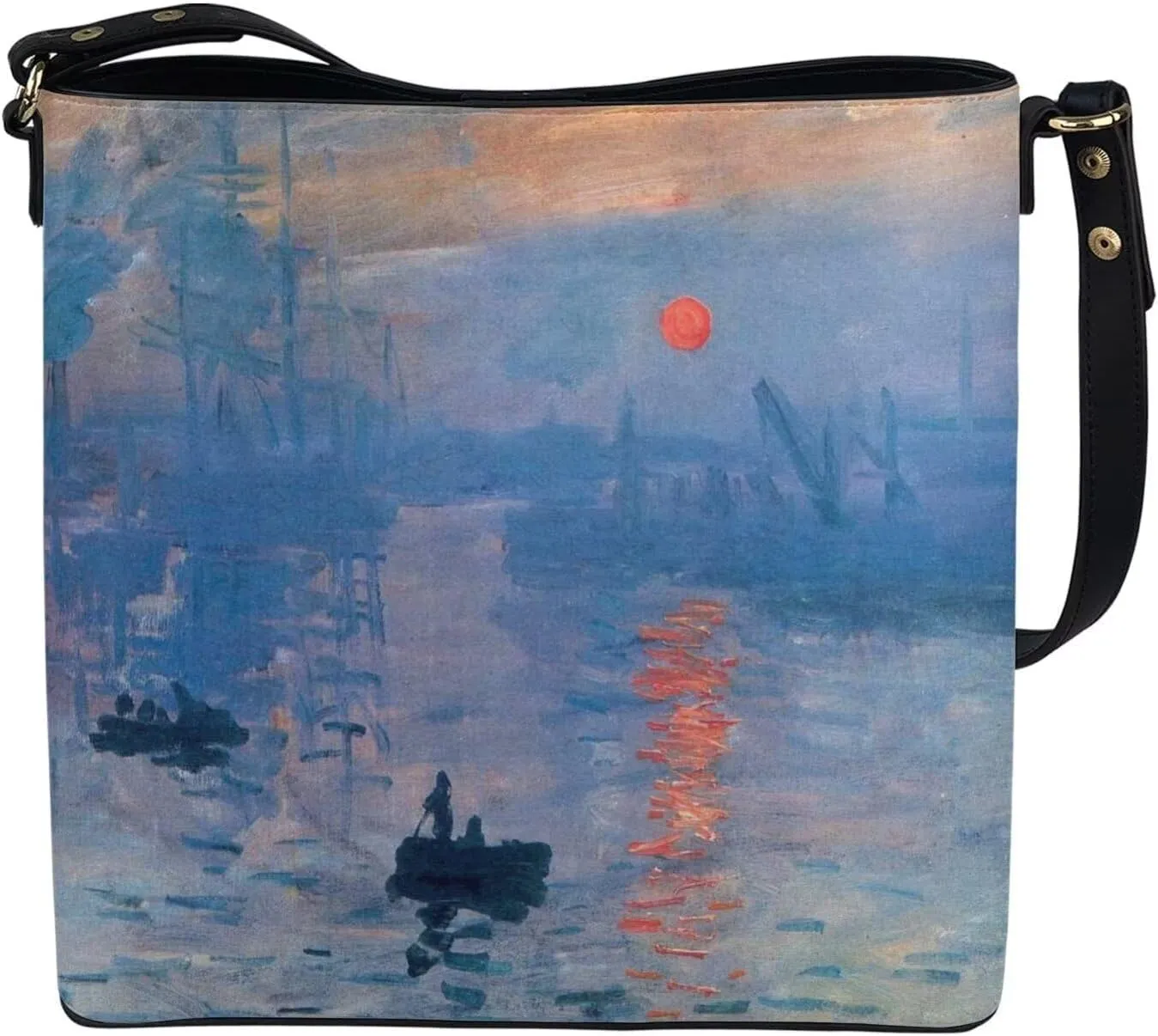 Impression Artwork Buckets Satchel Bags for Women, Painting PU Leather Crossbody Hobo Purses Tote Work Top Handle