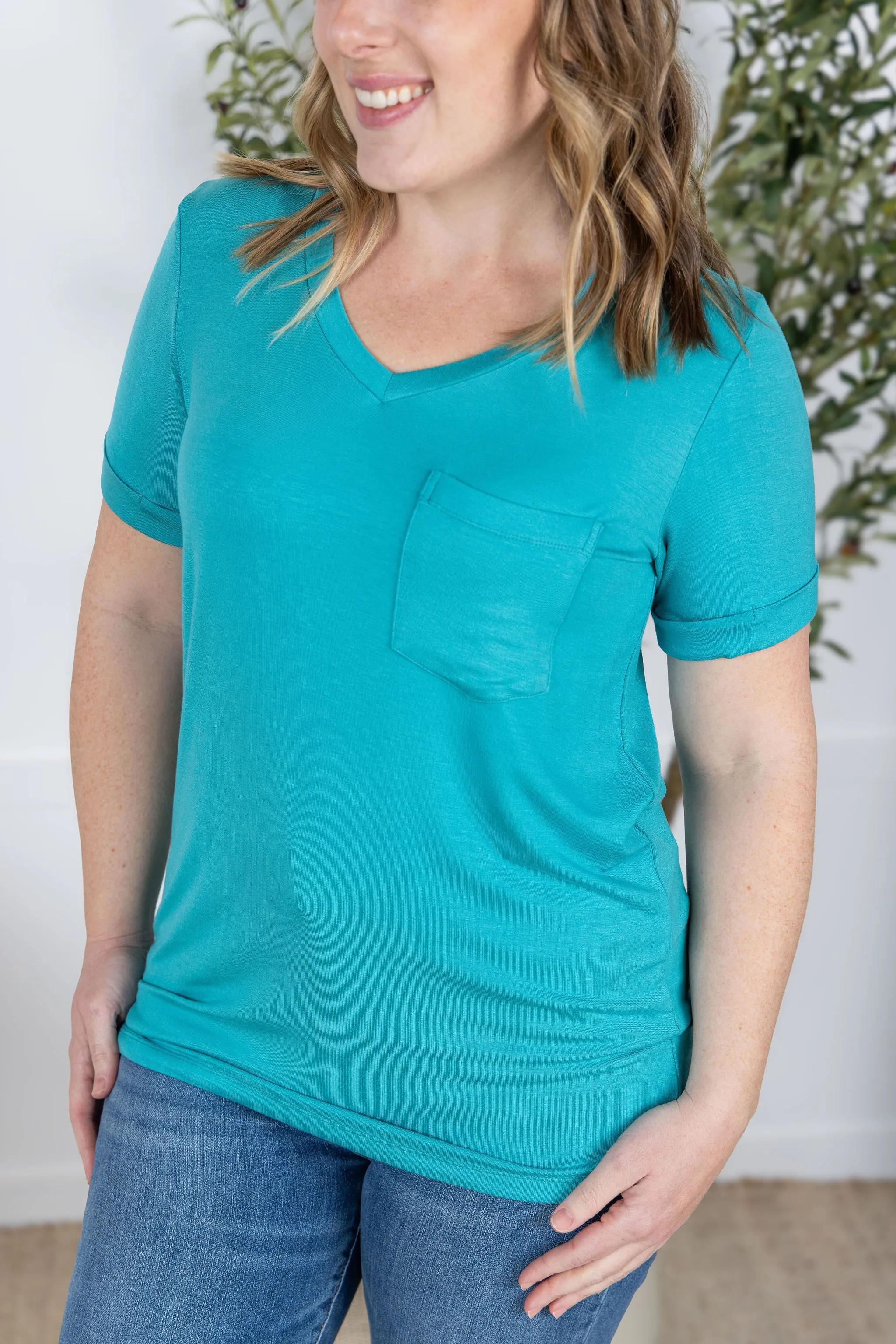 IN PRODUCTION Sophie Pocket Tee - Aqua