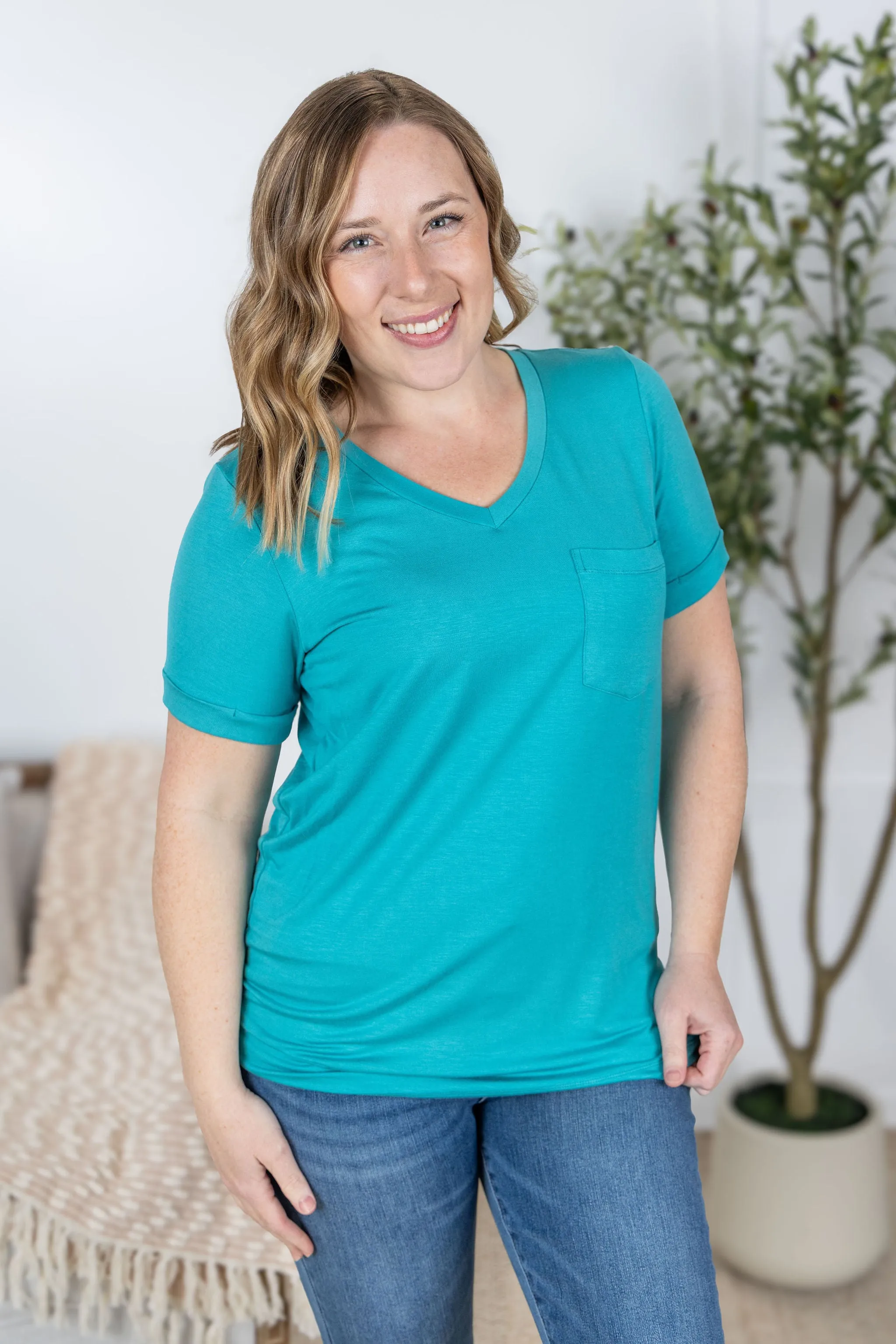 IN PRODUCTION Sophie Pocket Tee - Aqua