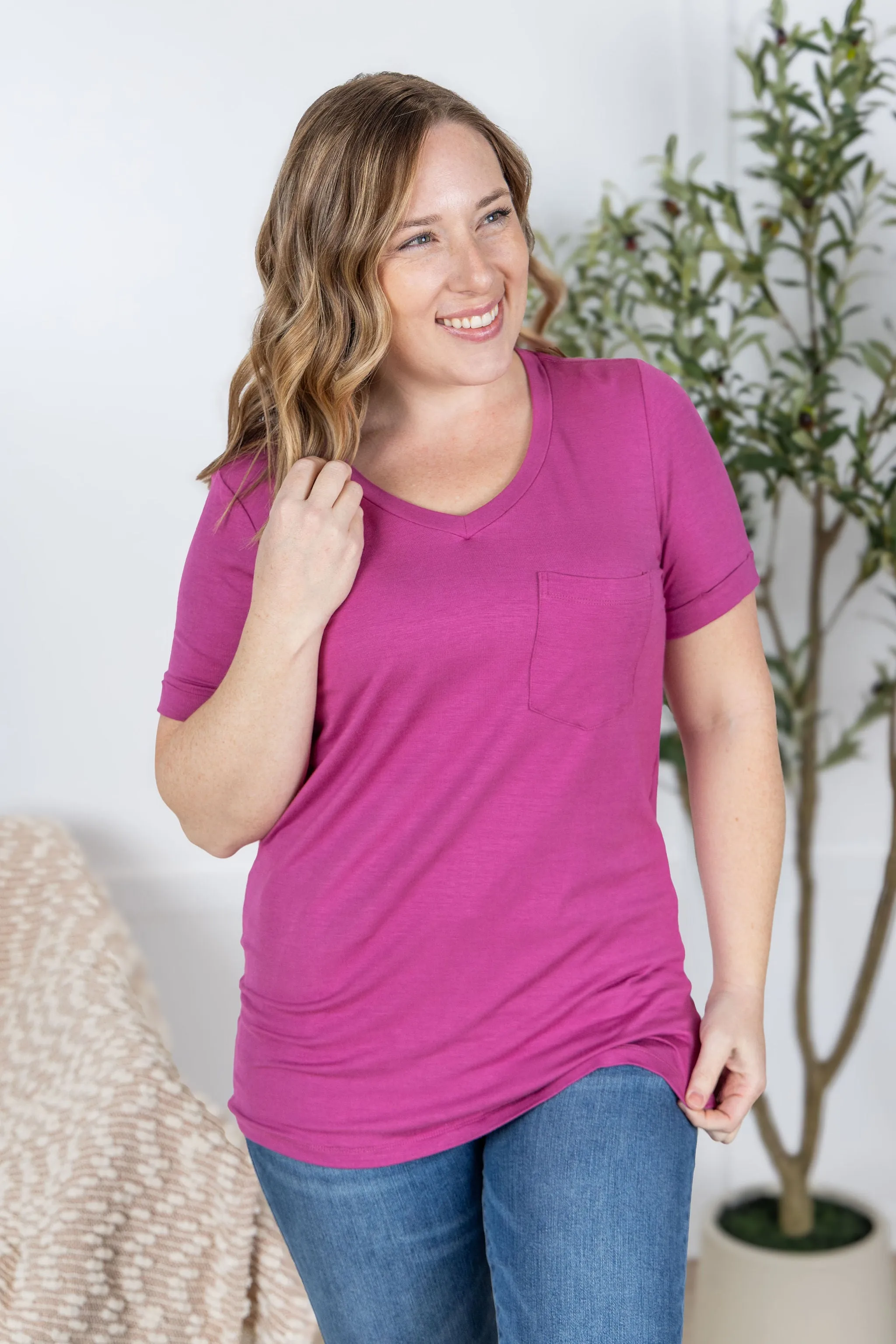 IN PRODUCTION Sophie Pocket Tee - Magenta