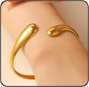 INENIMARTJ Gold Bangle Bracelets for Women Gold Cuff Bangle Bracelets Chunky Gold Statement Bracelets Boho Gold Bracelets Minimalist Thick Gold Wrist Cuff Bracelets for Women