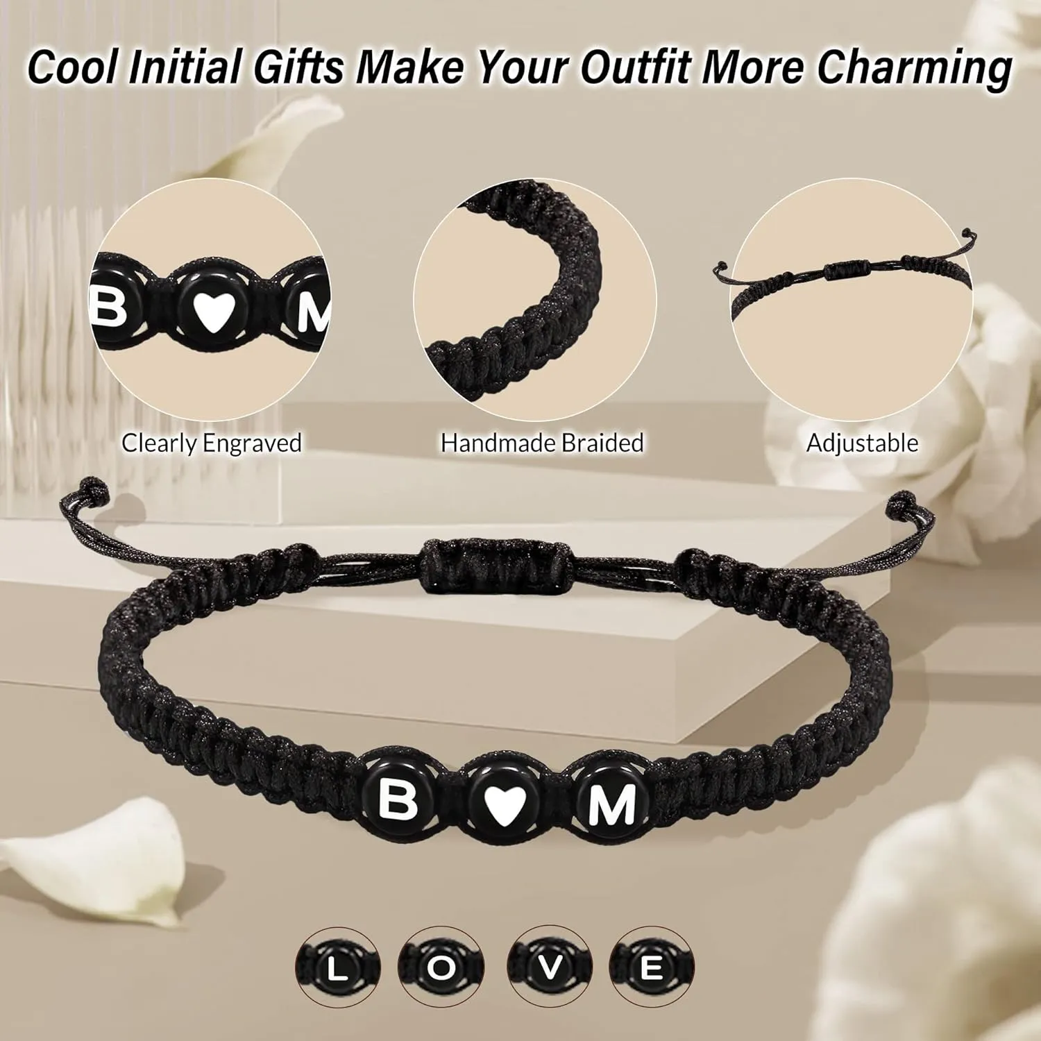 Initial Bracelets for Women Men's Bracelets Gifts for Girlfriend Boyfriend Letter Bracelets I Love You Gifts for Her Him Best Friend Birthday Gift Christmas Jewelry