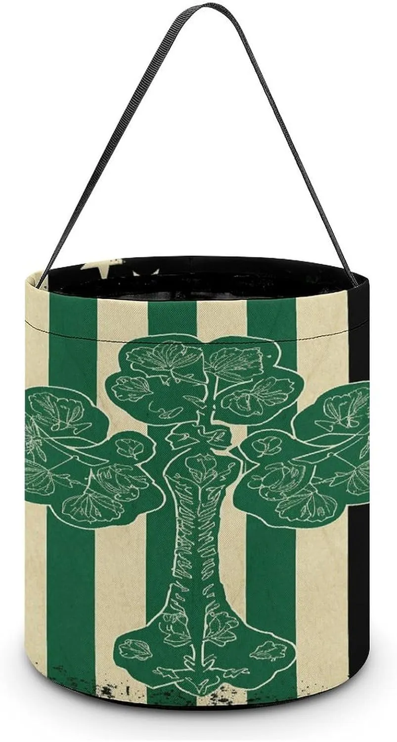 Irish Flag Halloween Tote Candy Bag Candy Basket Candy Bucket Gift Bag for Halloween Party