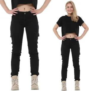 Jack David/Wax Jeans/Lucy Jeans Women's Cargo Pants Stretch Solid Casual Skinny