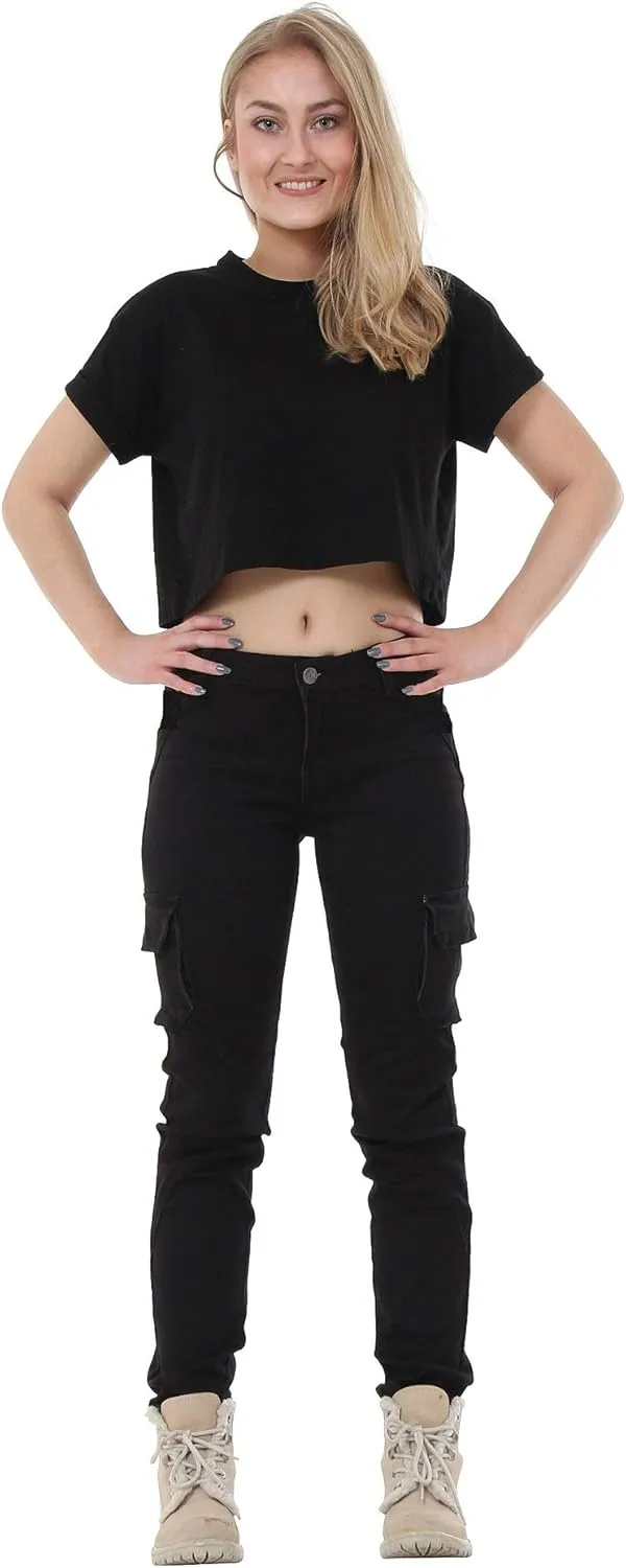 Jack David/Wax Jeans/Lucy Jeans Women's Cargo Pants Stretch Solid Casual Skinny