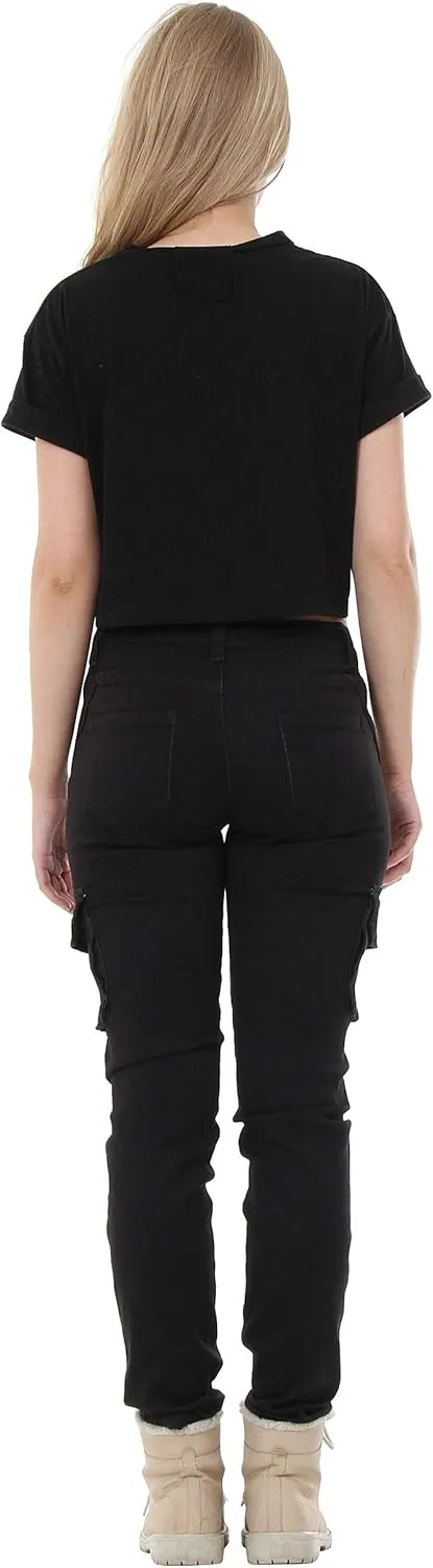 Jack David/Wax Jeans/Lucy Jeans Women's Cargo Pants Stretch Solid Casual Skinny