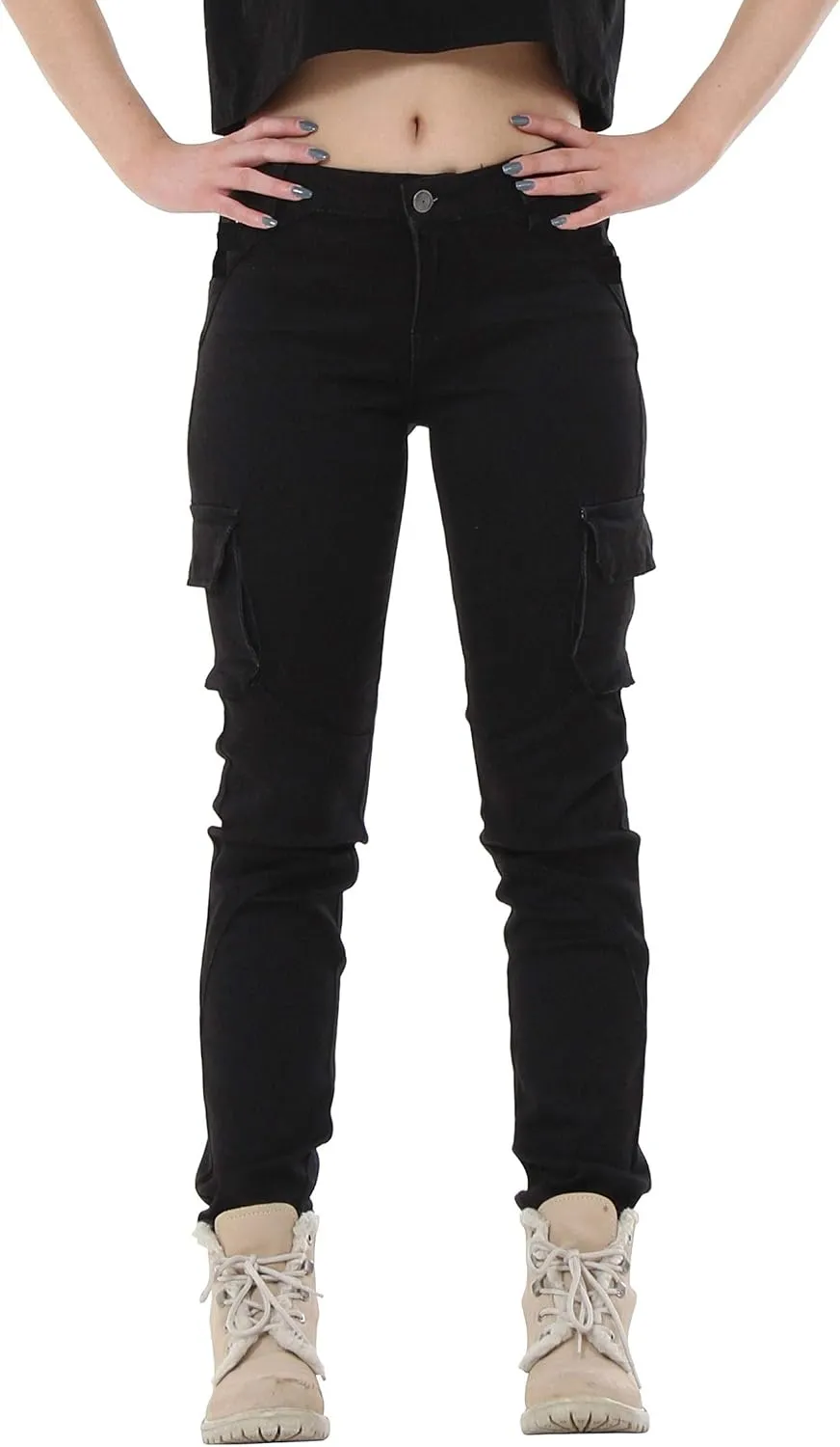 Jack David/Wax Jeans/Lucy Jeans Women's Cargo Pants Stretch Solid Casual Skinny
