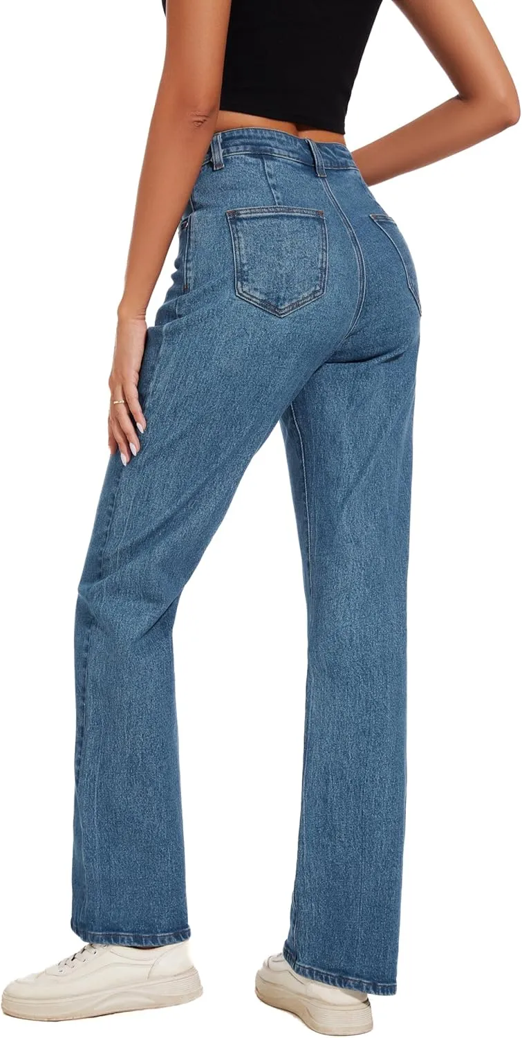 Jeans Women High Waist Wide Leg Baggy Jeans Boyfriends Stretch Denim Pants