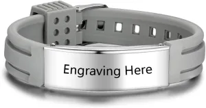 JewelOra Custom Silicone Medical Alert Bracelets Emergency ID Bracelets Men Stainless Steel Personalized Bracelets