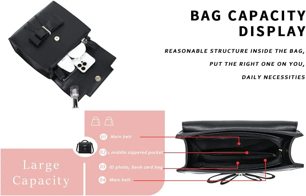 JHVYF Women's Cute Wings Bow Top Handle Cross Body Shoulder Bags Girls Kawaii Handbag