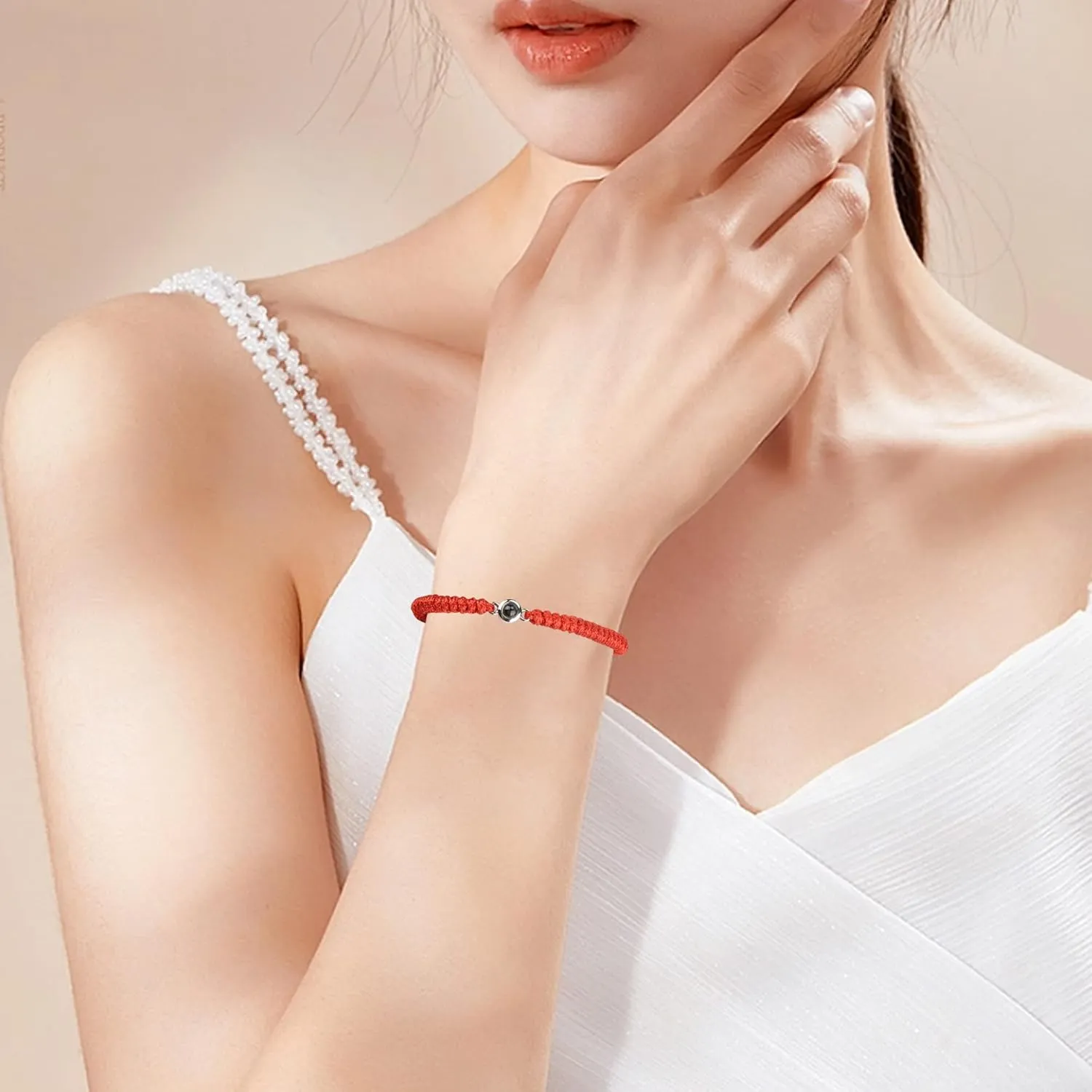 JINLIN Custom Photo Bracelets Projection Bracelets Friendship Braided Colorful Bracelets Adjustable Woven String Bracelets Birthday Anniversary Commemorative Gifts
