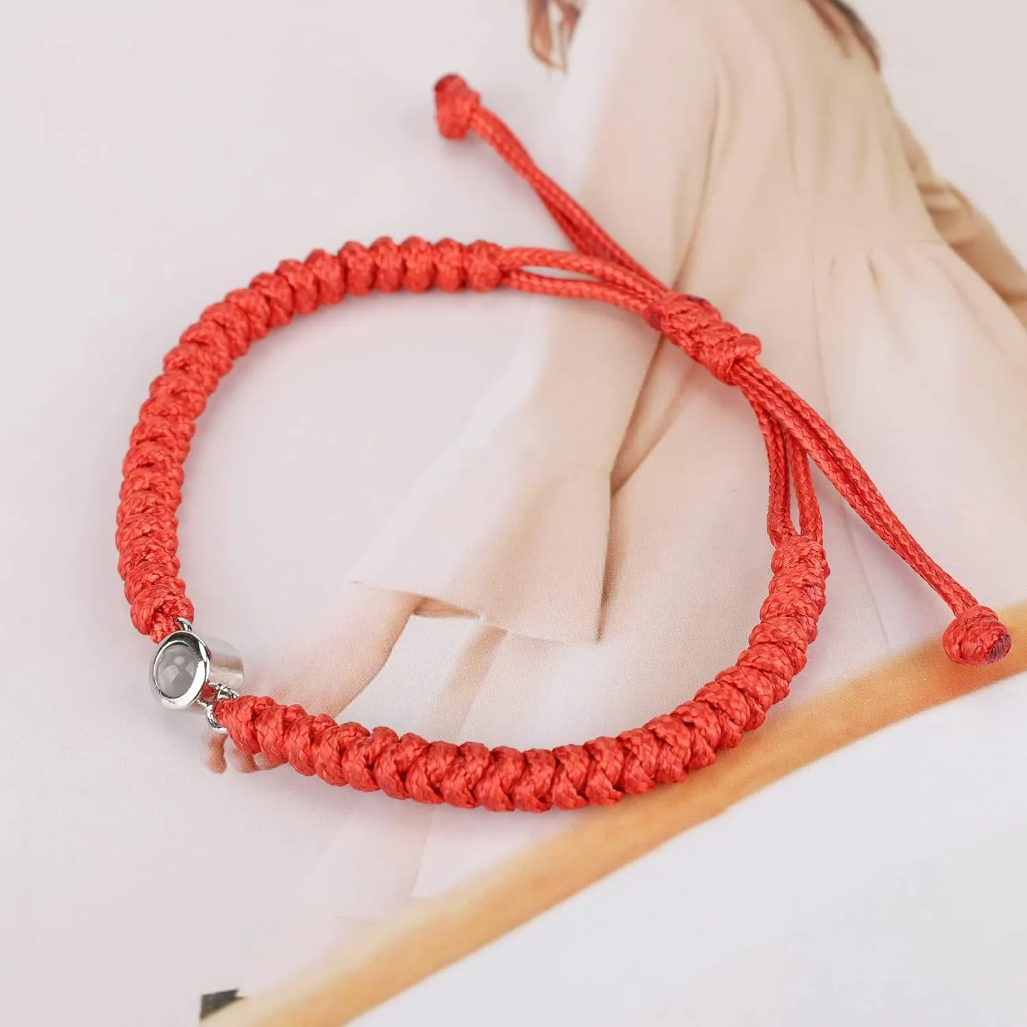 JINLIN Custom Photo Bracelets Projection Bracelets Friendship Braided Colorful Bracelets Adjustable Woven String Bracelets Birthday Anniversary Commemorative Gifts
