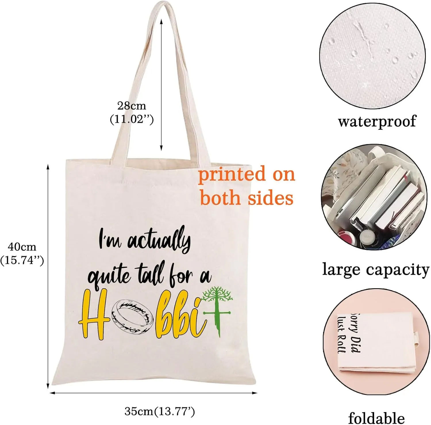 JNIAP Rings Cosmetic Bag Rings Movie Gift Movie Lovers Makeup Bag Inspirational Movie Fans Gift Zipper Pouch (quite tall tote)