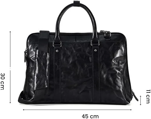 JSEIAJB Genuine Leather Men's Briefcase for Business Office Messenger Bag Vintage Handbag Document Shoulder Bags.