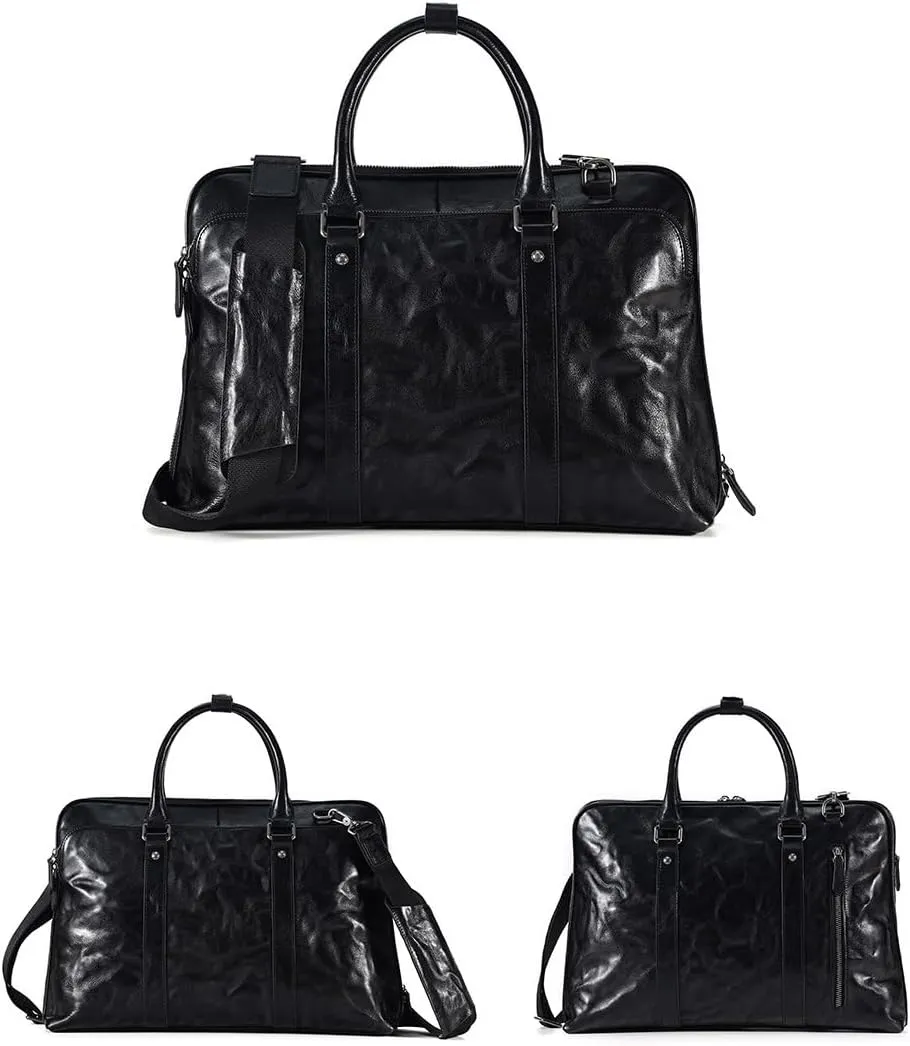 JSEIAJB Genuine Leather Men's Briefcase for Business Office Messenger Bag Vintage Handbag Document Shoulder Bags.