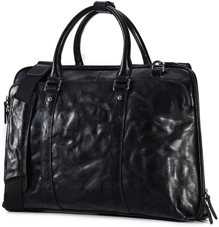 JSEIAJB Genuine Leather Men's Briefcase for Business Office Messenger Bag Vintage Handbag Document Shoulder Bags.