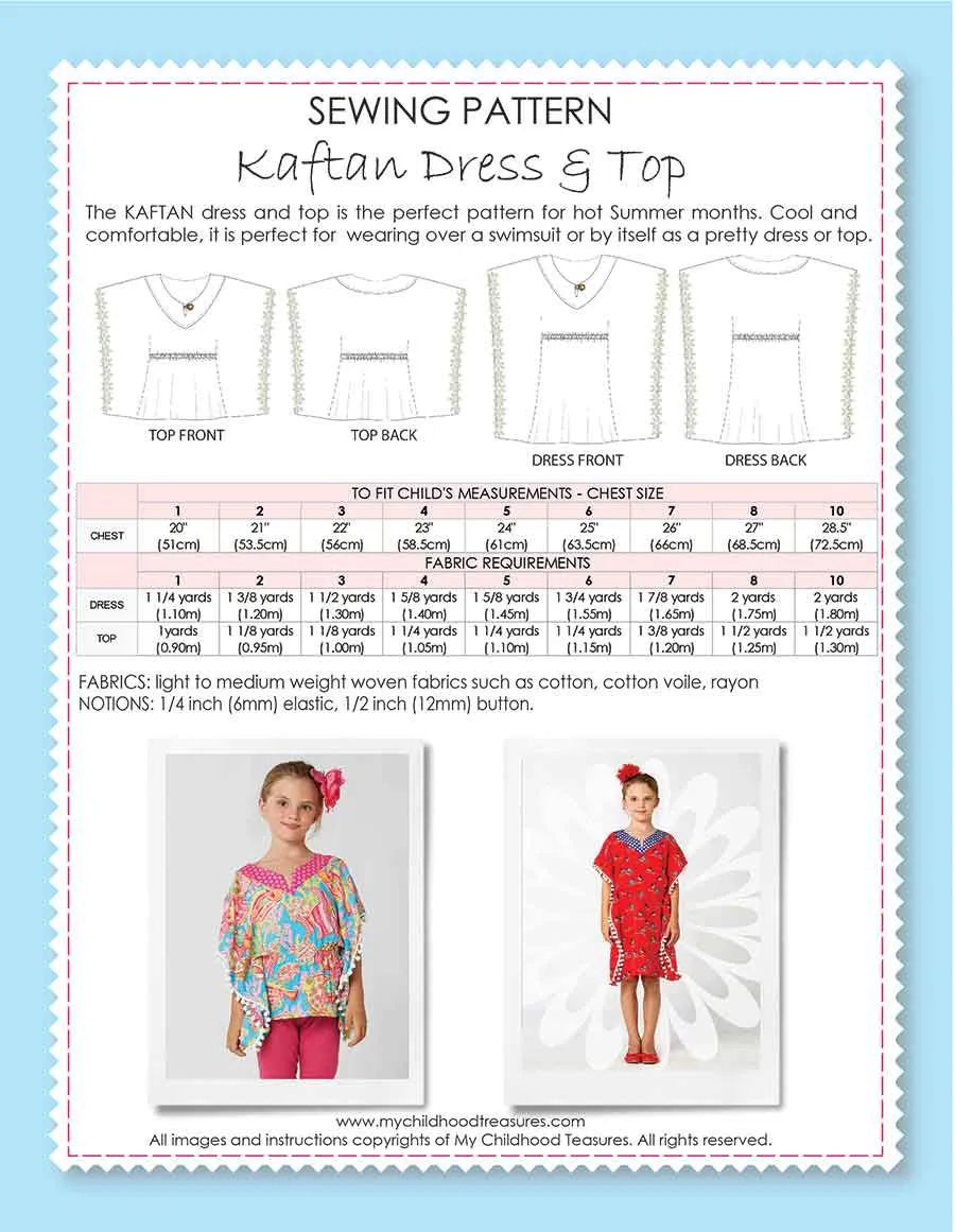 KAFTAN - Top Pattern, Girls Kaftan Pattern