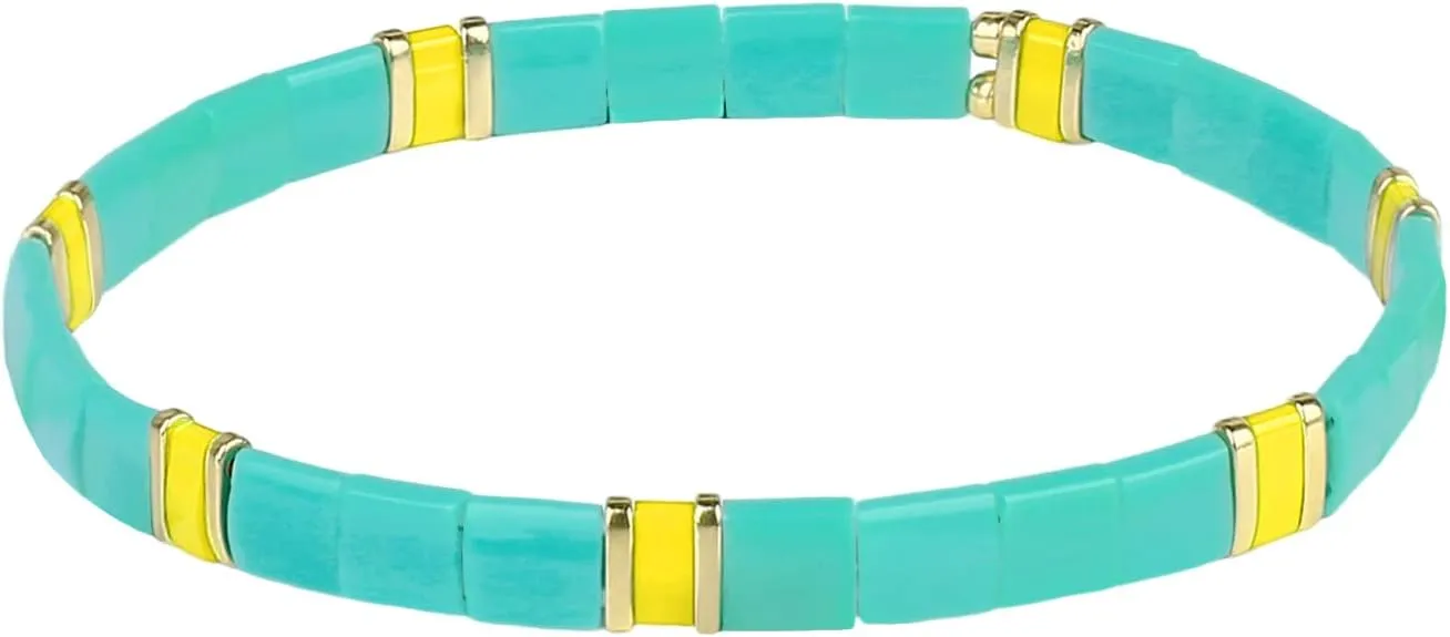 KELITCH Classic Tila Beaded Bracelets Friendship Stretch Bracelets Stackable Women Beach Bracelets for Women