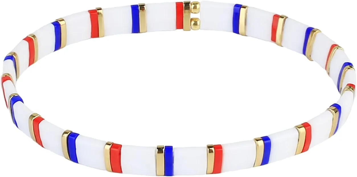 KELITCH Colorful Friendship Bracelets Tila Boho Stretch Bracelets Stackable Summer Beads Bracelets - 03K