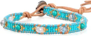KELITCH Crystal Miyuki Beaded Strand Bracelets Friendship Bracelets Handmade Wrap Bracelets for Womens