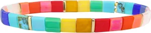 KELITCH Stretch Bracelets Colorful Stackable Tila Bead Bracelets Women Friendship Bracelets Bohemian Jewelry
