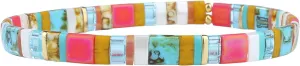 KELITCH Stretch Bracelets Colorful Stackable Tila Bead Bracelets Women Friendship Bracelets Bohemian Jewelry