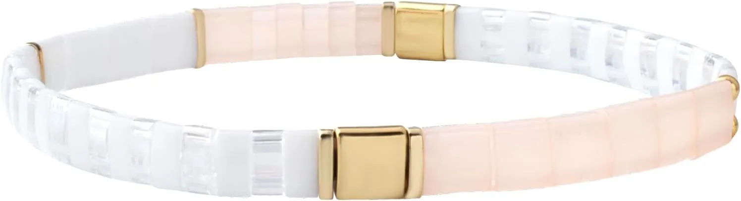 KELITCH Stretch Bracelets Miyuki Tila Beads Bracelets Colorful Friendship Bracelets for Women (10B)