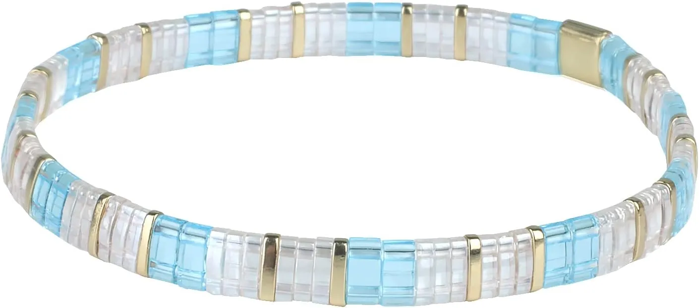 KELITCH Stretch Bracelets Miyuki Tila Beads Bracelets Colorful Friendship Bracelets for Women (12D)