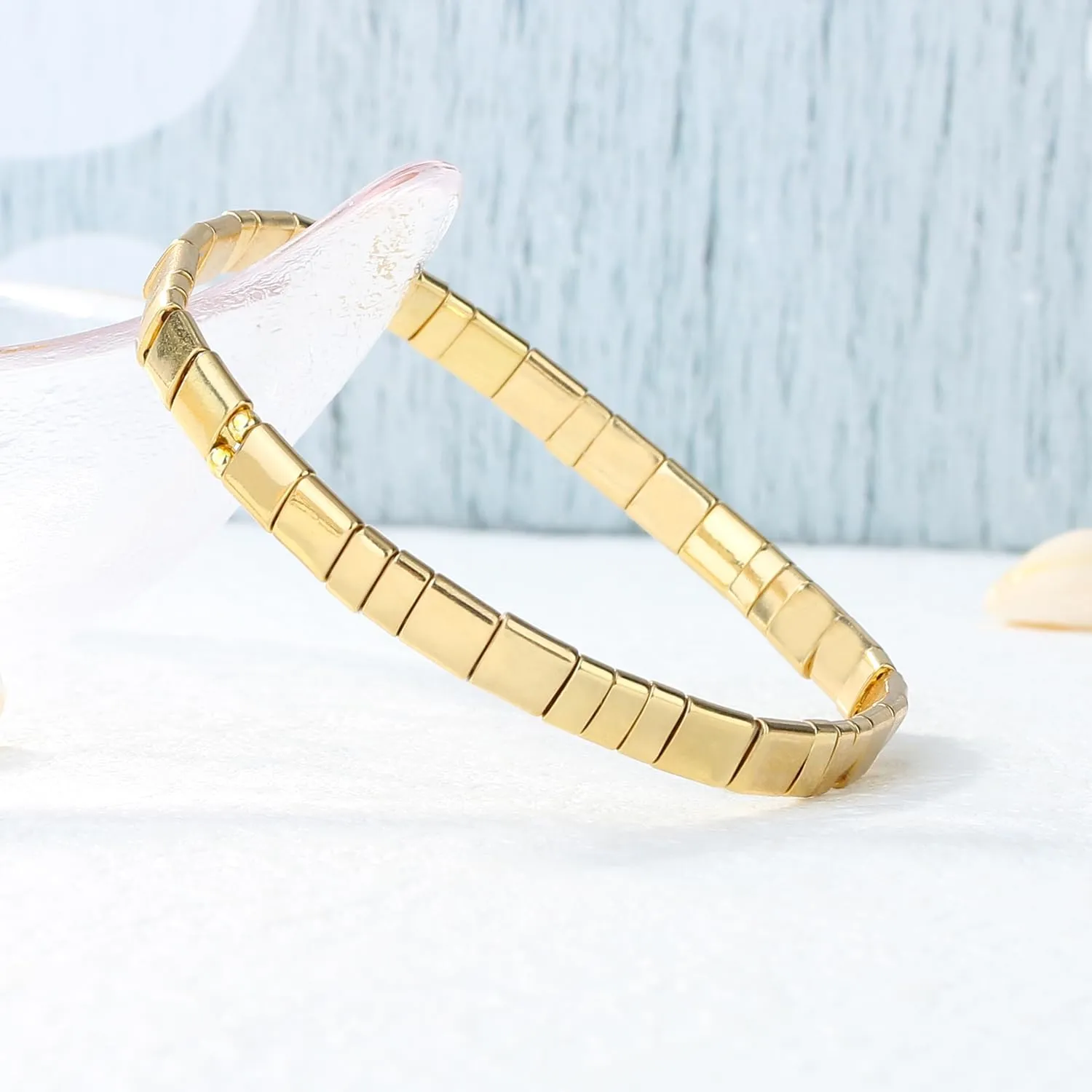 KELITCH Tila Bead Bracelets Bohomian Stackable Stretch Bracelets Women Tennis Handmade Friendship Bracelets
