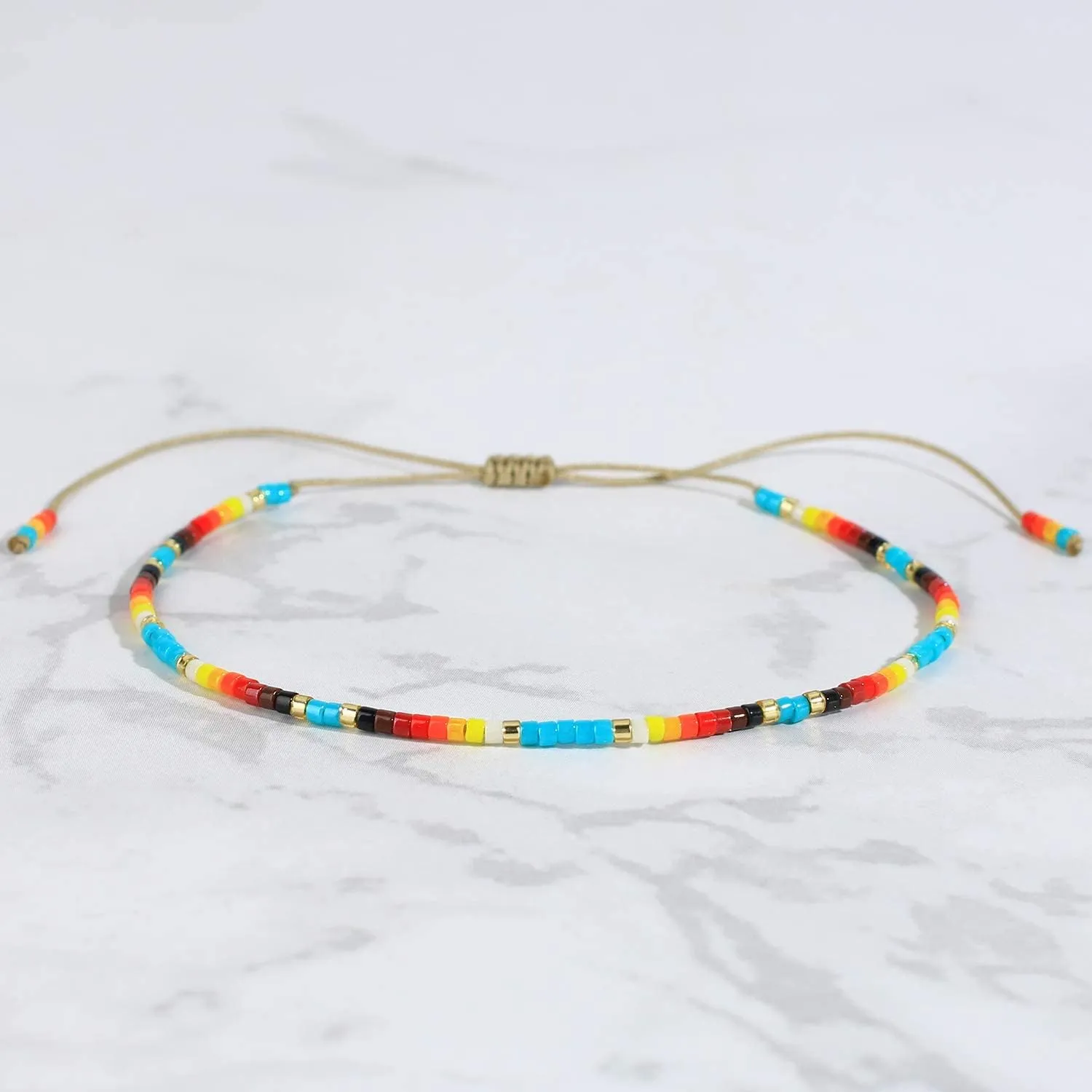 KELITCH Women Candy Color Friendships Bracelets Stackable Adjustable Bracelets Miyuki Beads Bracelets