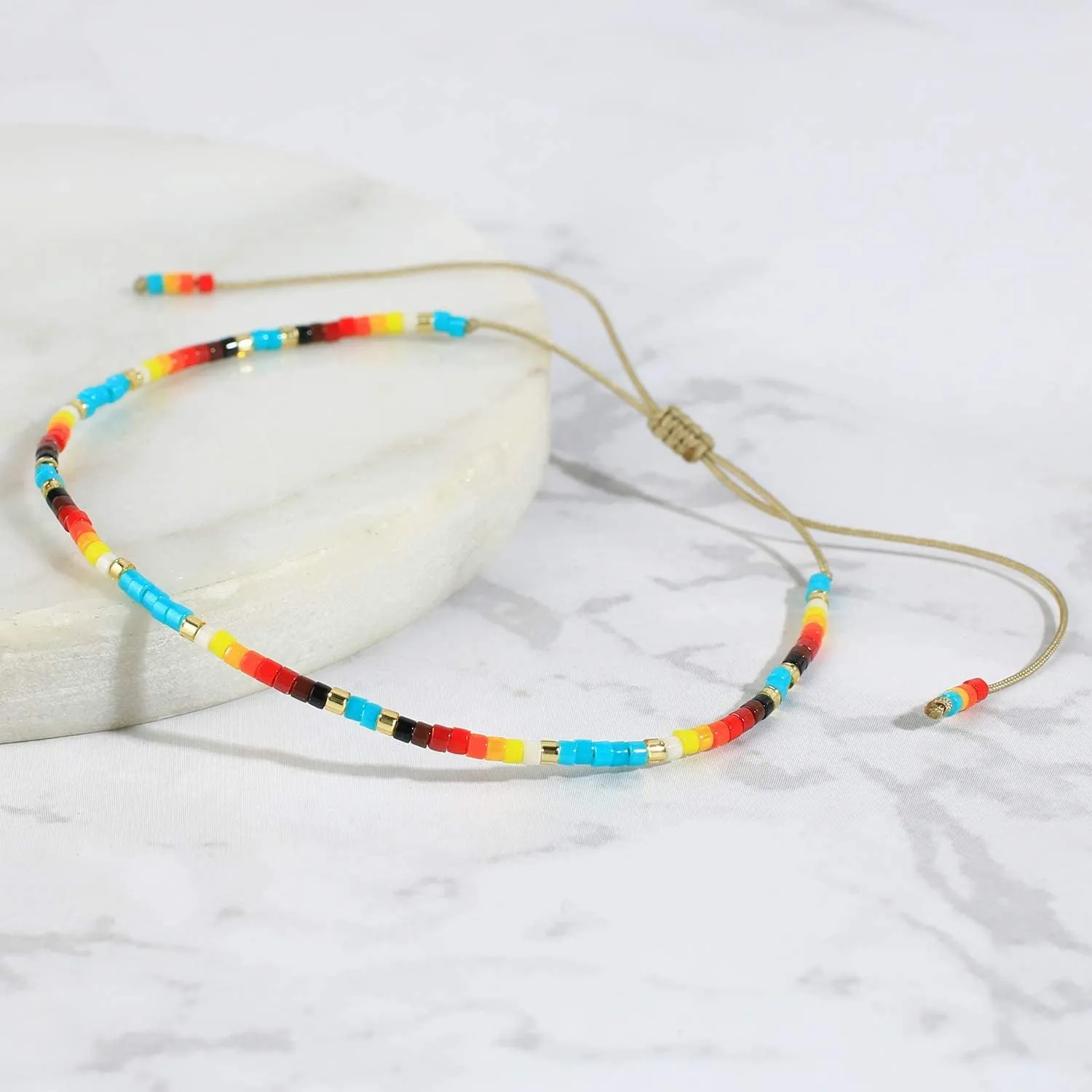 KELITCH Women Candy Color Friendships Bracelets Stackable Adjustable Bracelets Miyuki Beads Bracelets
