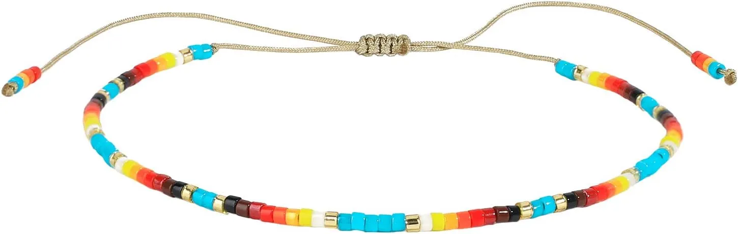 KELITCH Women Candy Color Friendships Bracelets Stackable Adjustable Bracelets Miyuki Beads Bracelets