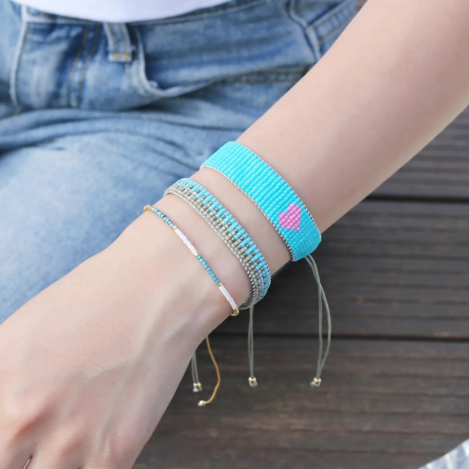 KELITCH Women Friendship Bracelets Wax Rope Bracelets Handmade Multi-Pattern Pearl Bracelets New