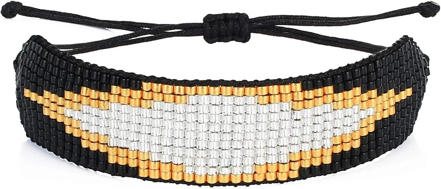 KELITCH Women Heart Cuff Bracelets Colorful Heart Miyuki Beads Friendship Bracelets Handmade Wrap Bracelets