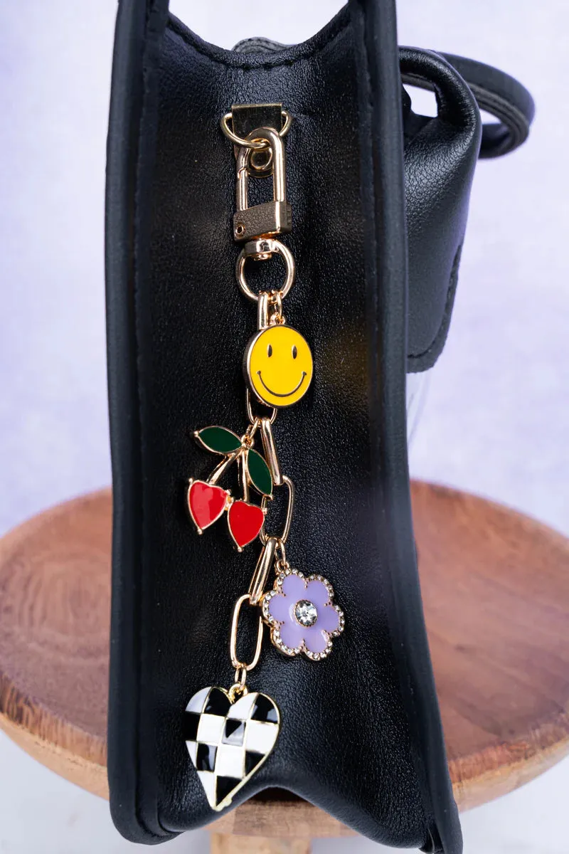 Kenze Panne Checkered Heart and Cherry Bag Charms