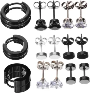 KESYOO 9 Pairs Minimalist Zirconia Hoop Earrings Set for Women Titanium Steel Earrings Stylish Cartilage Hoops for Everyday Wear