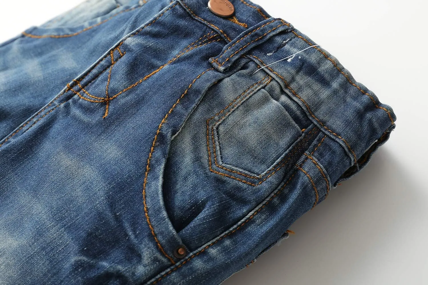 KIDSCOOL SPACE Baby Girl Boy Jeans,Elastic Band Inside with D-Rings Ripped Denim Pants