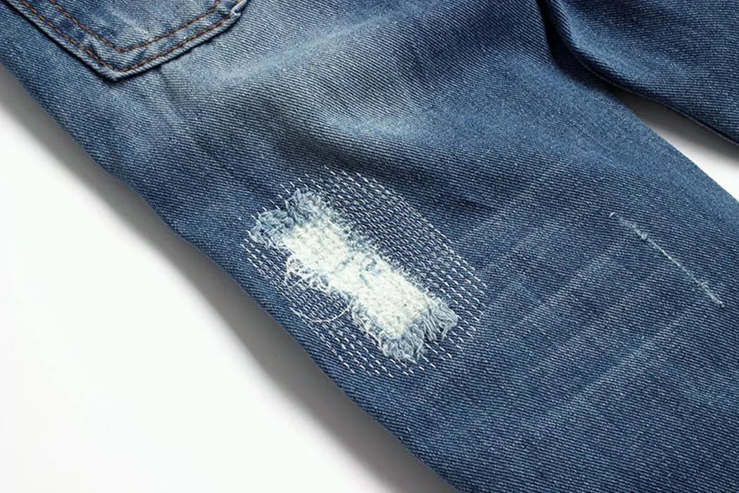 KIDSCOOL SPACE Baby Girl Boy Jeans,Elastic Band Inside with D-Rings Ripped Denim Pants
