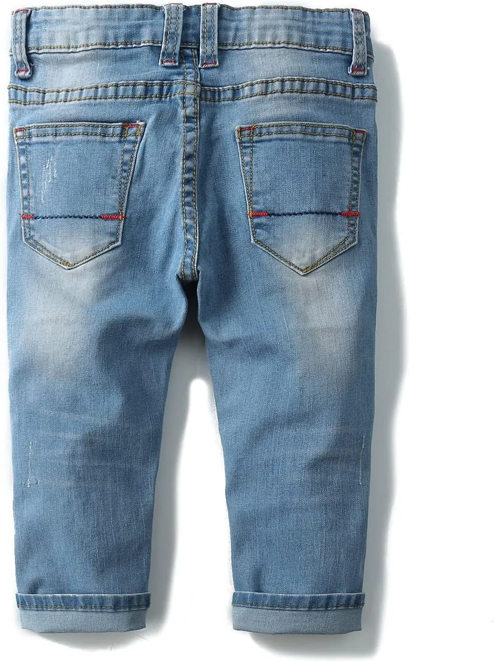 KIDSCOOL SPACE Baby Girl Boy Jeans,Elastic Band Inside with D-Rings Ripped Denim Pants