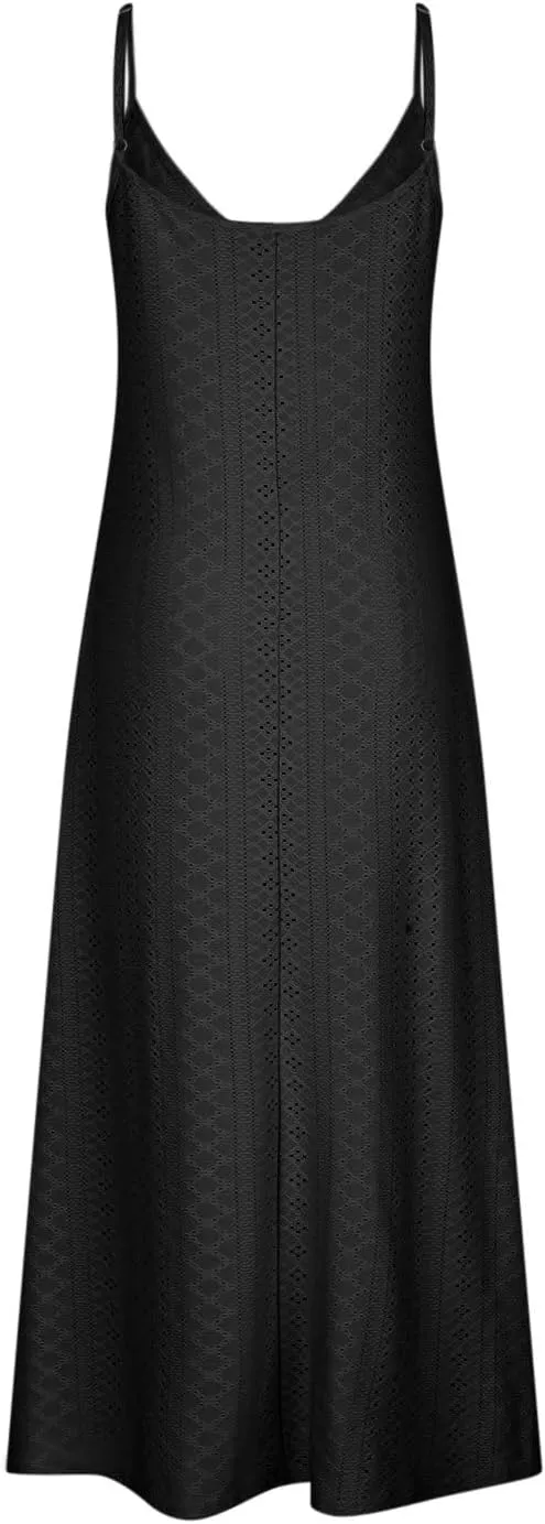 Lace Eyelet Spaghetti Strap Sundress for Women 2025 Trendy Summer V Neck Maxi Dresses