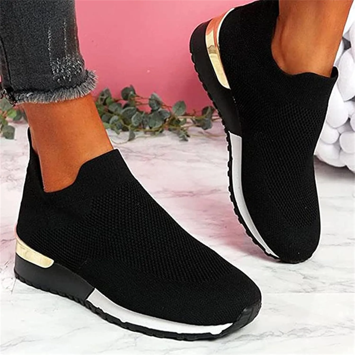 Ladmiple Gym Shoes For Women Workout Memory Foam Slip On Walking Shoes Casual Comfort Fashion Tennis Running Sneakers