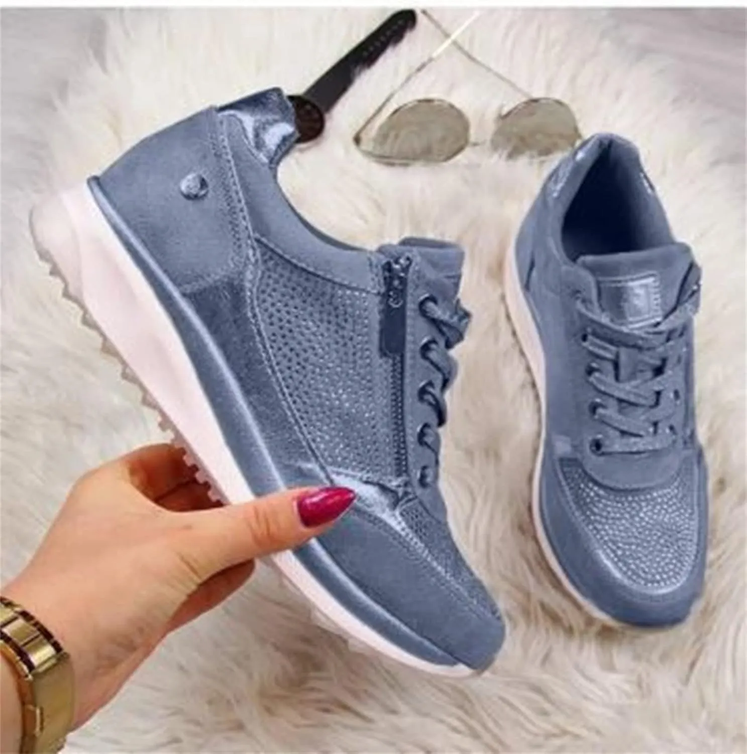 Ladmiple Shoes For Women Sneakers Slip Ons Walking Shoes Fashion Casual Athletic Non Slip Platform Tennis Running Shoes