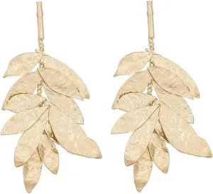 Leaf Cluster Earrings, Gold Leaf Chandelier Dangle Earrings for Women, Bohemian Tree Leaf Earrings, Multi-layer Leaf Plant Stud Earrings Floral Leaf Boho Jewelry, Zinc, no